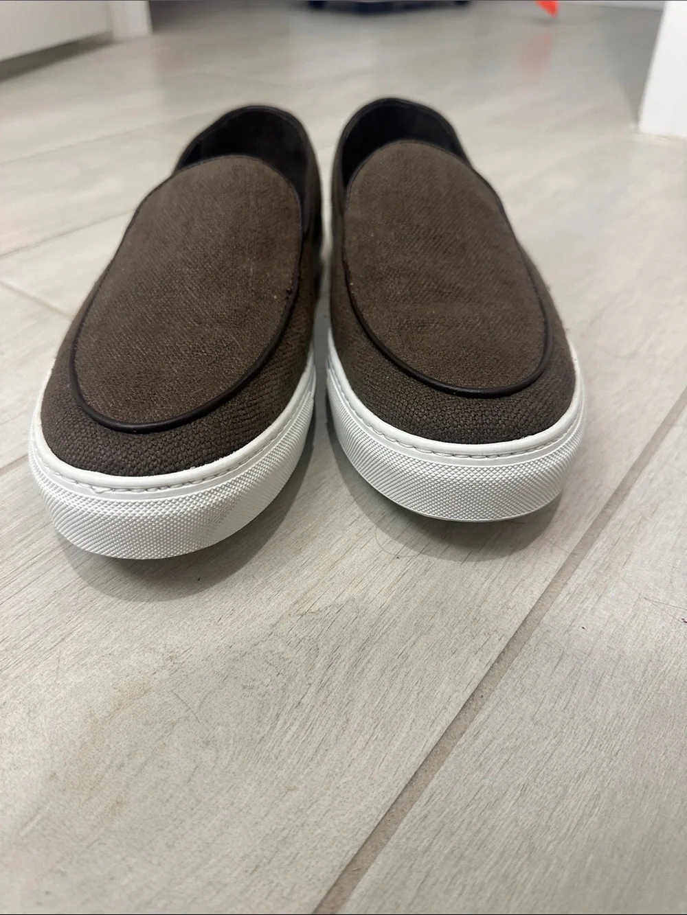 Musika Men’s Brown Slip-On Sneakers Size 44 Textured Fabric Luxury Casual Shoes